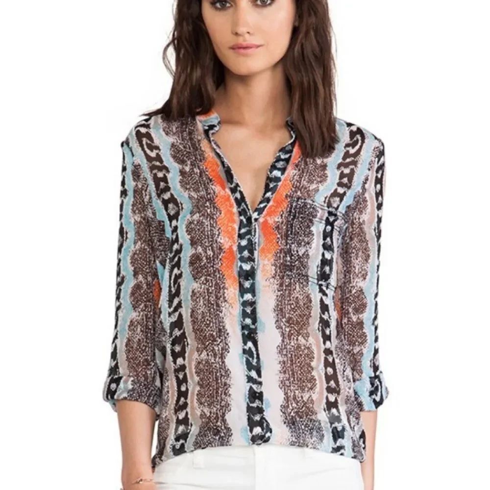 DIANE VON FURSTENBERG | Silk Chiffon Button Down Gilmore Shirt Women’s Size 4